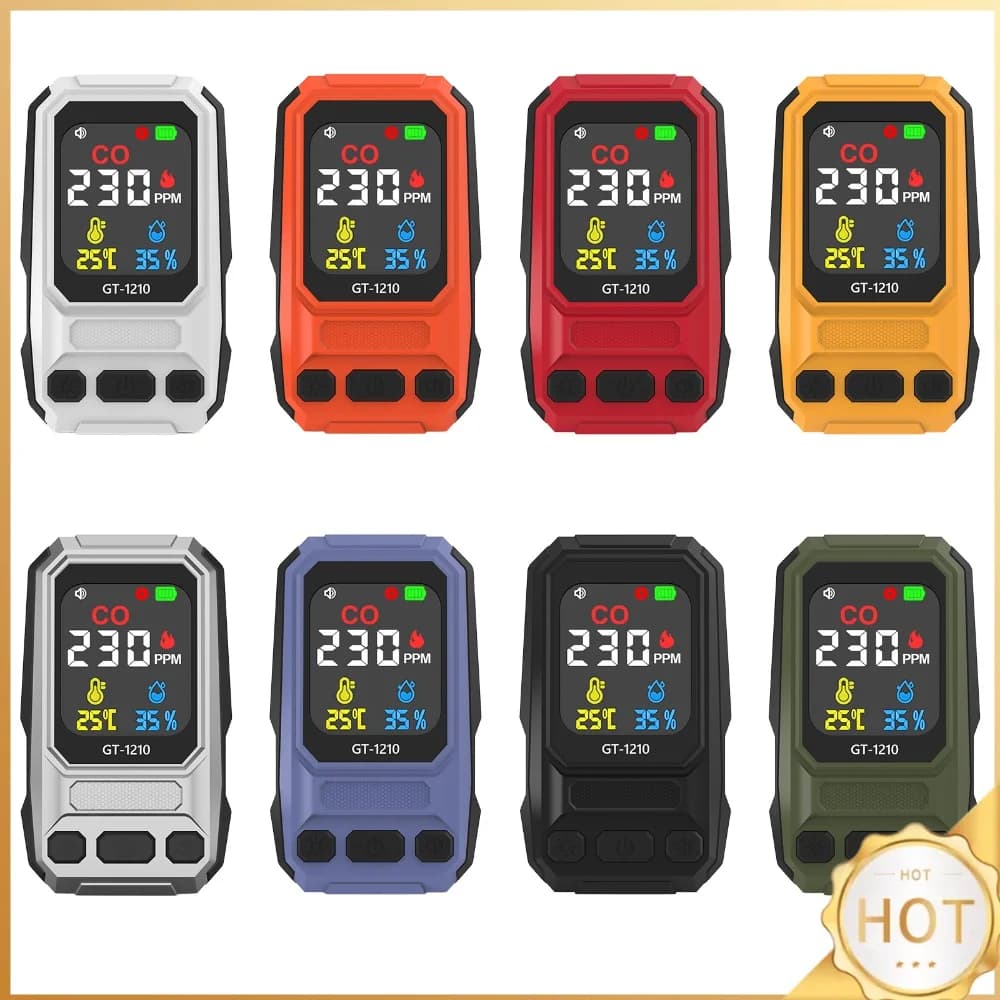 Carbon Monoxide Detector with Temperature & Humidity Mini Gas Detector Handheld Temperature Humidity Meter for Bedroom Indoor