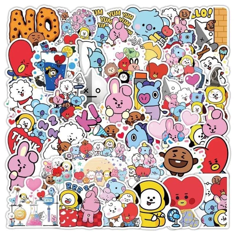 Adesivi BT21 K-POP Cartoon 2026, Carino Libro di Adesivi Fai-da-Te per Decorazione Telefoni, Copertine di Diari, Quaderni