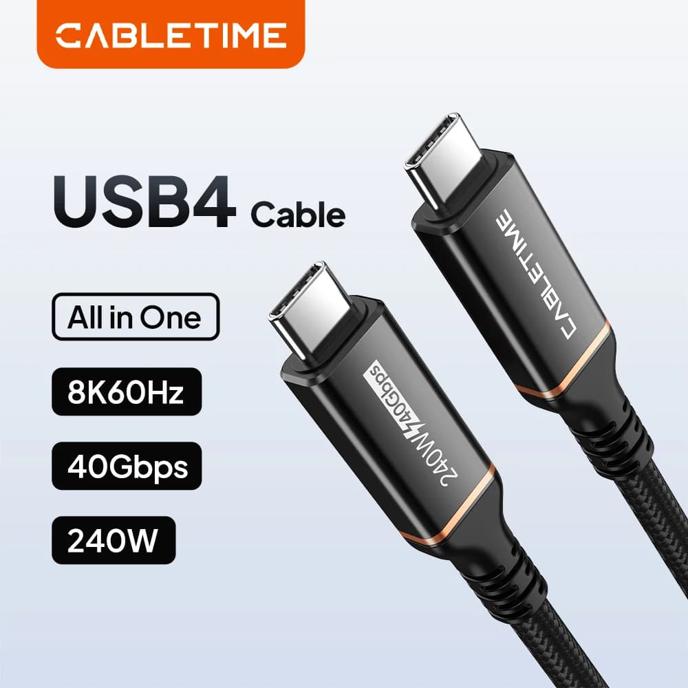 CABLETIME Cavo USB 4 Thunderbolt 4 compatibile tipo c 8K a 60 Hz Trasferimento dati 240 W Ricarica rapida per Dell MacBook C413