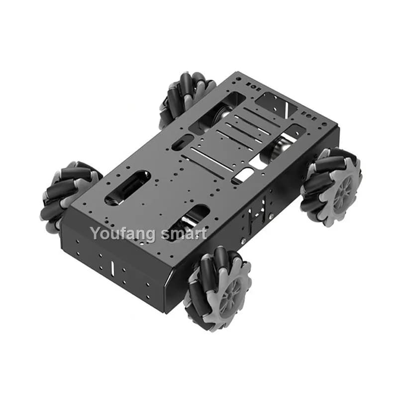 Robot Car 4WD with 97mm Omnidirectional Wheels, 12V Encoder Motor, Metal Frame, 10Kg Load, for Arduino and Raspberry Pi