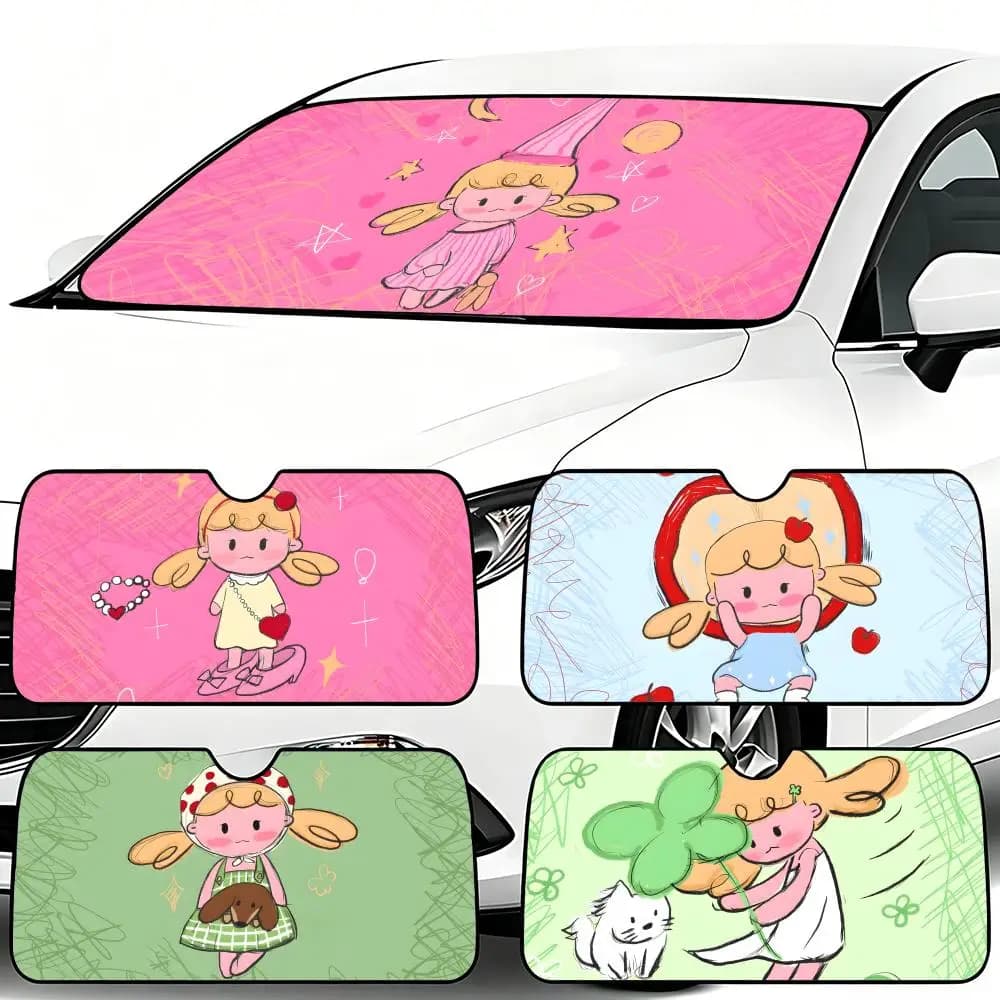 Parasole per Auto A-Aa Doudou-S, Protezione Pieghevole per Parabrezza, Copertura Parasole per Veicoli