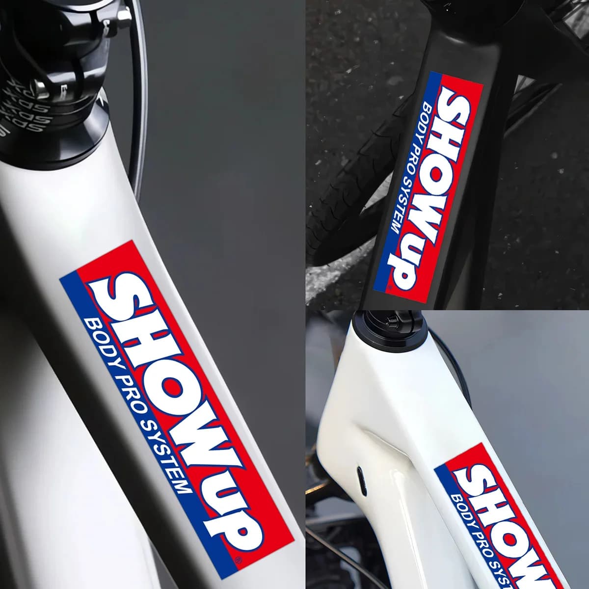 Glitter Red Blue Text Waterproof Vinyl Stickers MTB Bicycle Frame Decals Bike Car Motorcycle Helmet Tank Fairing Styling Decal