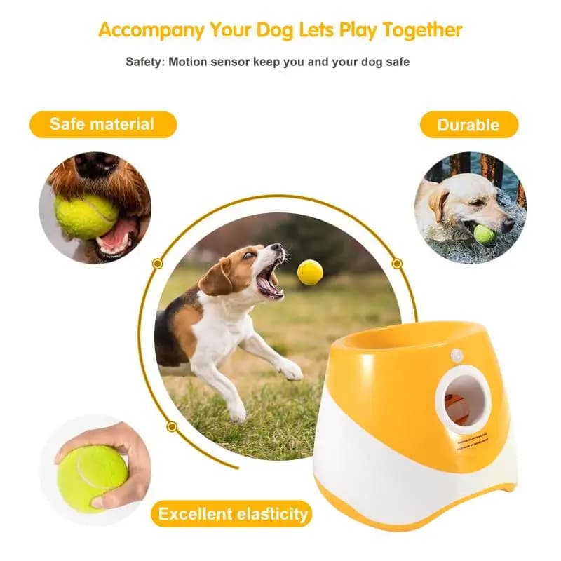 Giocattoli per cani Lanciatore da tennis automatico con 3 palline Cani da compagnia Chase Toy Design interattivo con flipper Catapulta ricaricabile con pallina da tennis