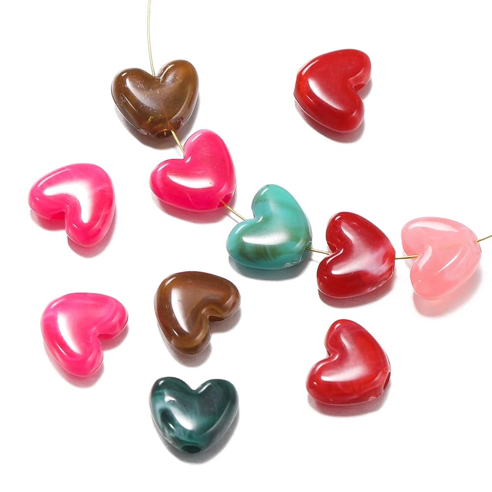 50pcs/Lot 8mm Acrylic Heart Bead Imitation Stone Loose Spacer Beads for DIY Bracelet Necklace Jewelry Making Accessories