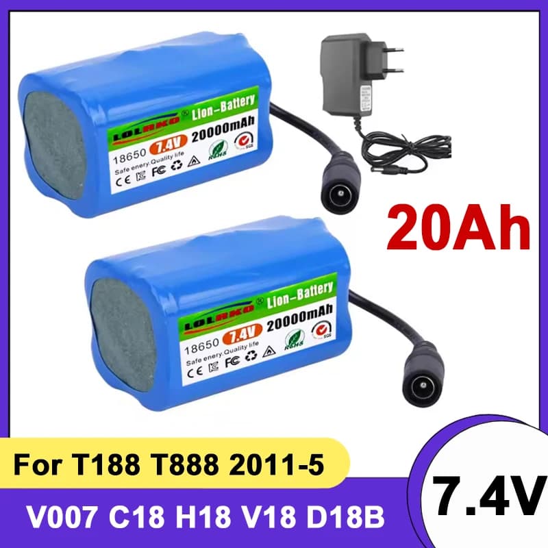 7.4V 20000mAh RC Boats Battery For T188 T888 2011-5 V007 C18 H18 Remote Control Fishing Bait Boat Ship Parts Accessories