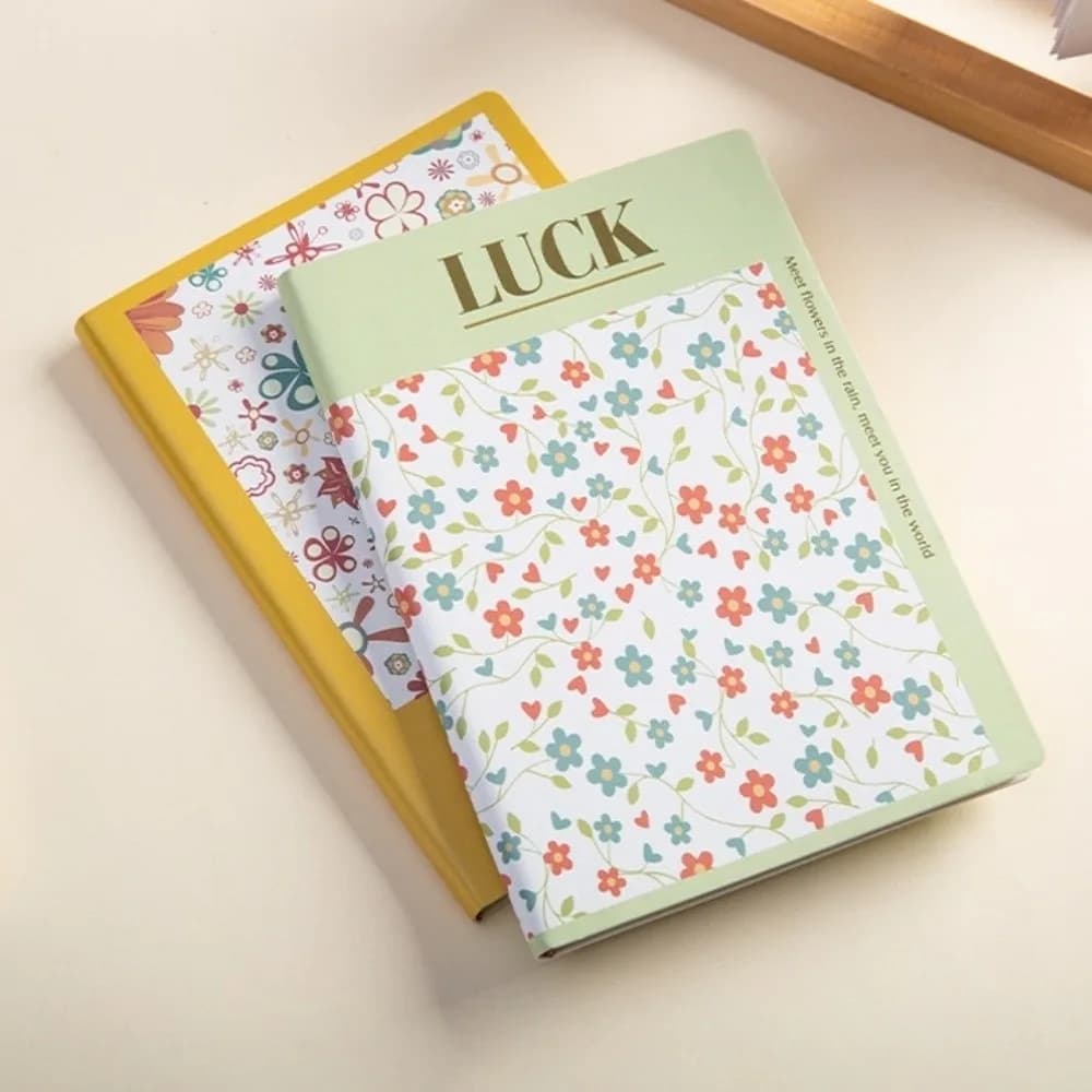 Cute Floral Flower Notebook PU Leather Thickened Office Journal Diary Notepad Stationary Portable Class lined NoteBook College