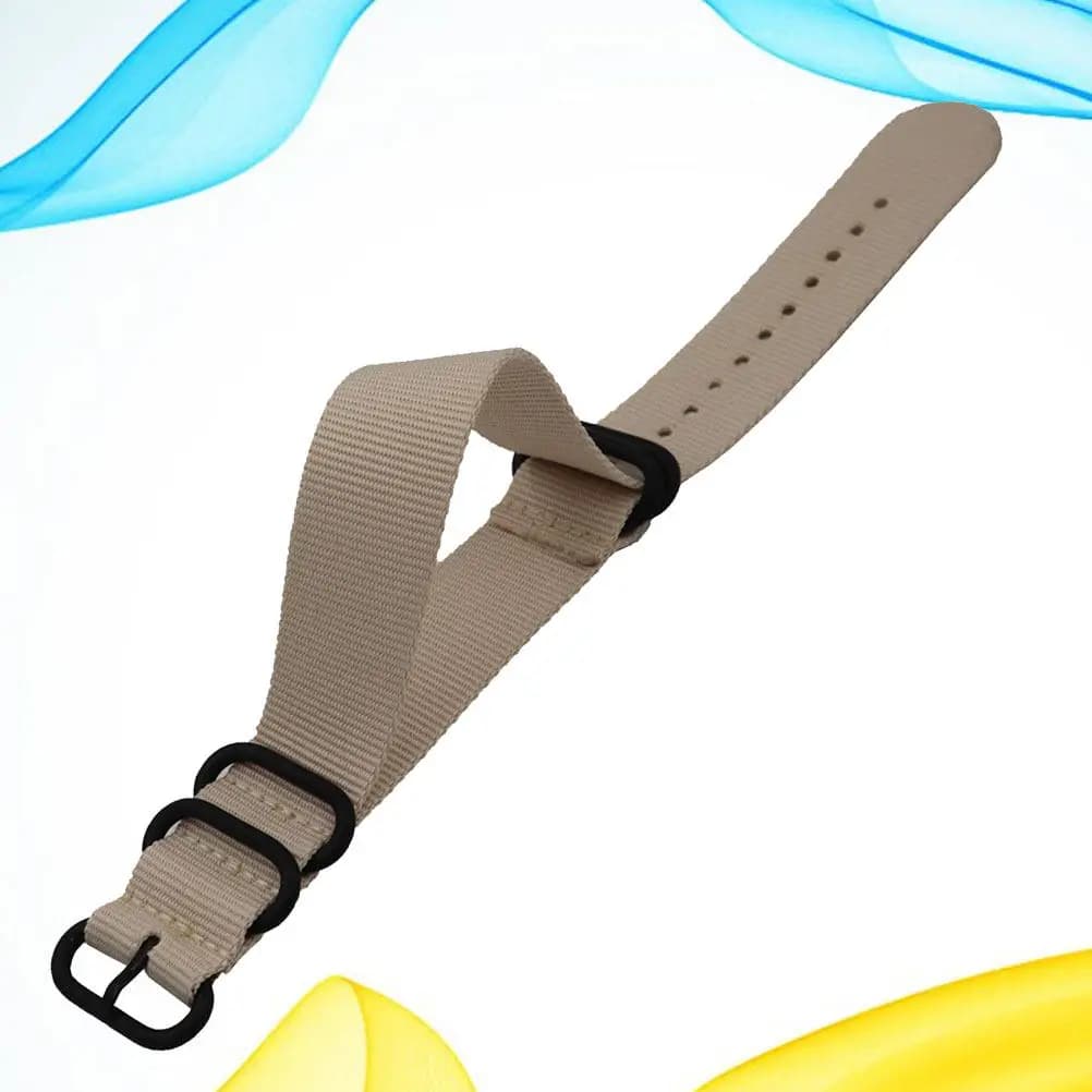 1Pcs Canvas Watch Band Nylon Material 24Mm Beige Soft Texture Smooth Finish Ideal Watch Strap Replacement Gift for Him