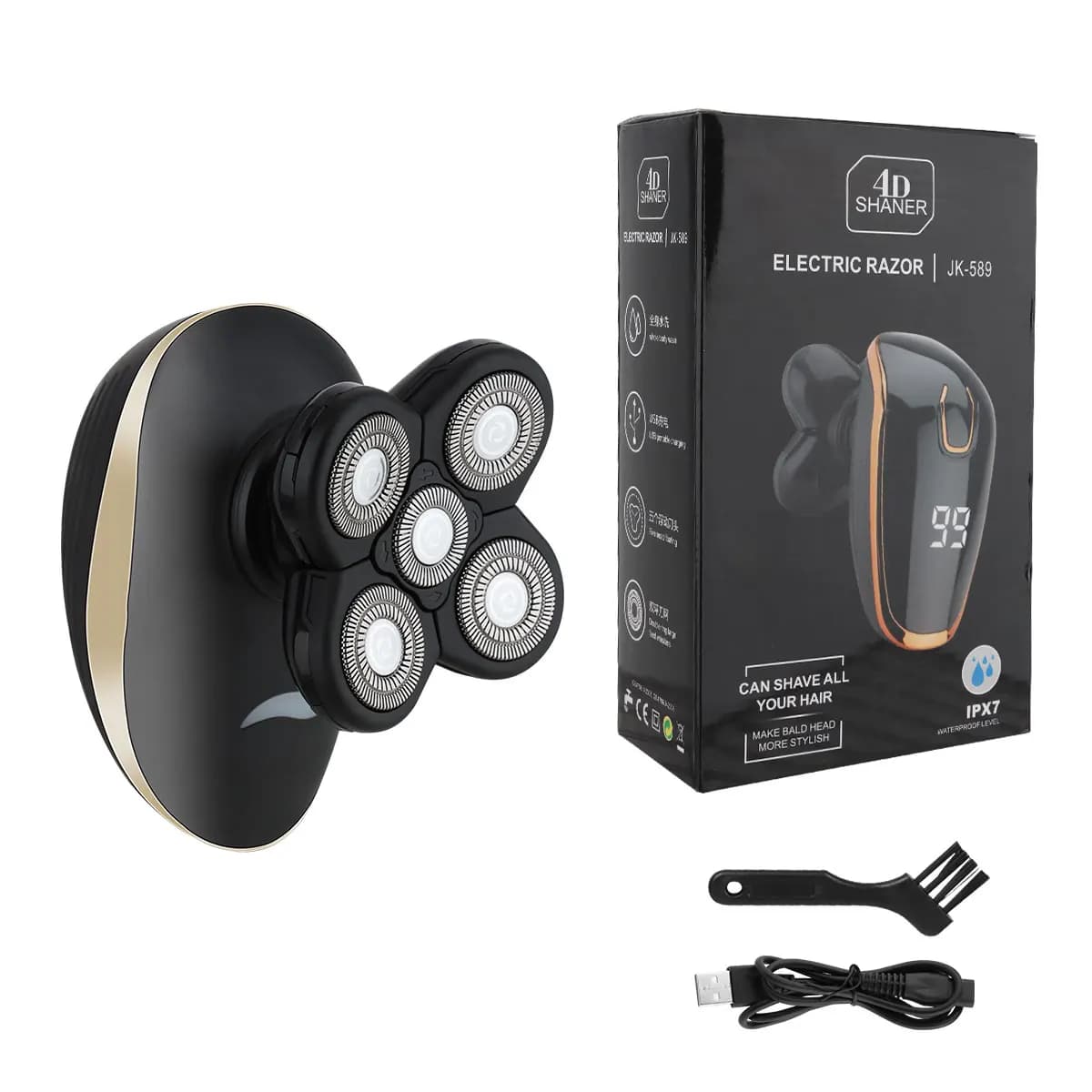 Hiena Men's Kit Dry and Wet Electric Shaver Barba Haircut Electric Shaver Rechargeable Shaving Machine For Head Calva Display LCD