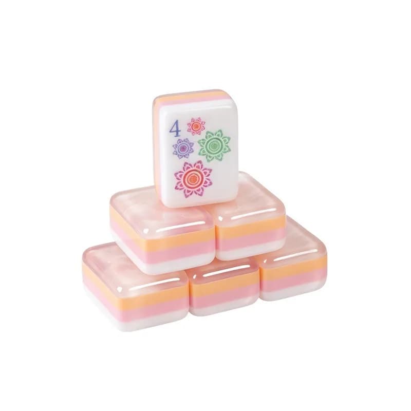 Pink Transparent 4-Layer Spliced Acrylic American Mahjong Set Portable Western Style 152 Standard Tiles Family Party