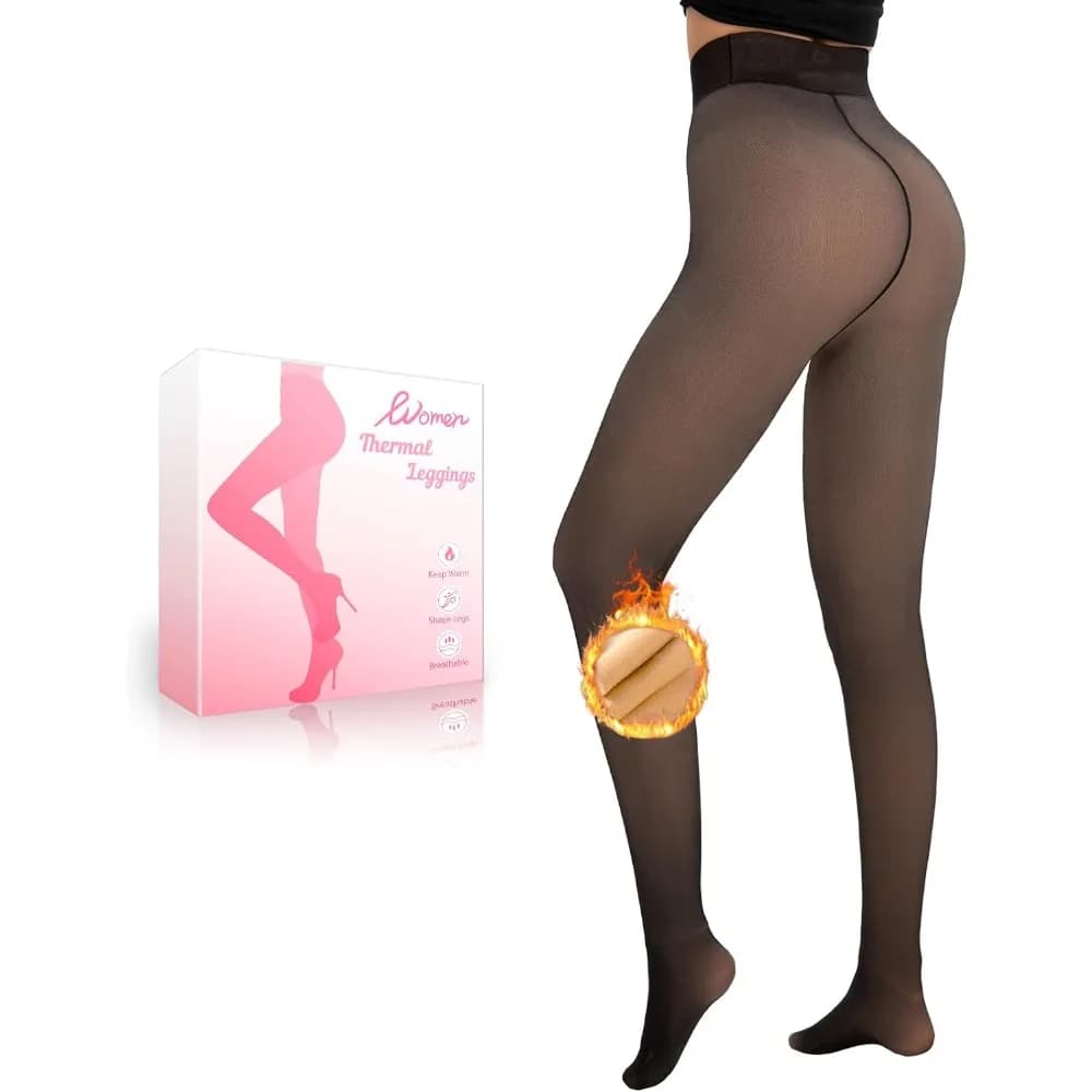 Collant Foderati in Pile per Donna, Leggings Termici Invernali, Collant Finti Trasparenti Spessi e Caldi