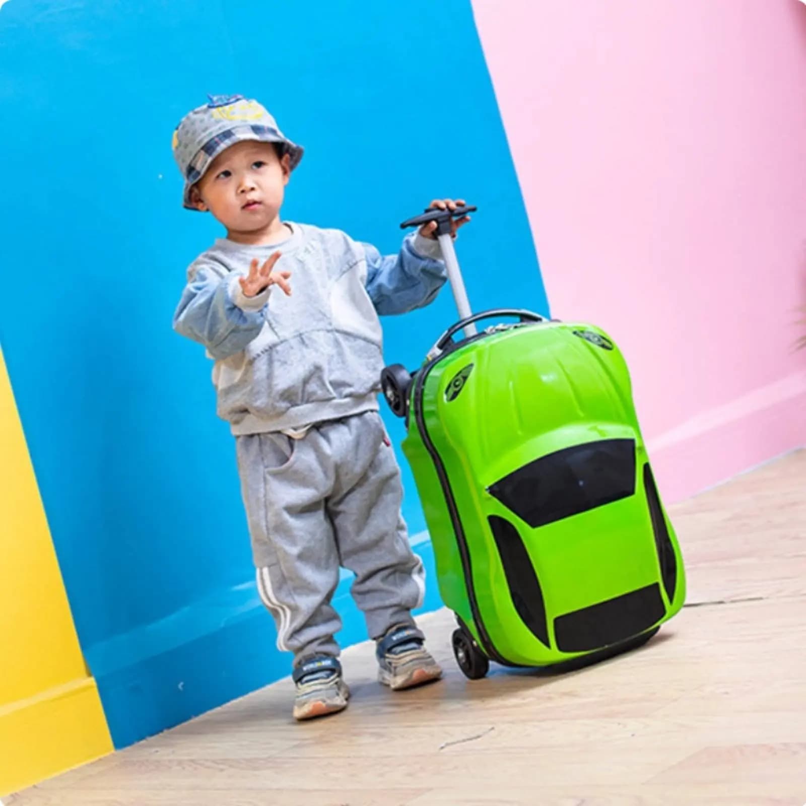Valigia per Bambini a Forma di Auto con Manico Telescopico, Trolley 3D a Forma di Auto Cartoon, Leggero