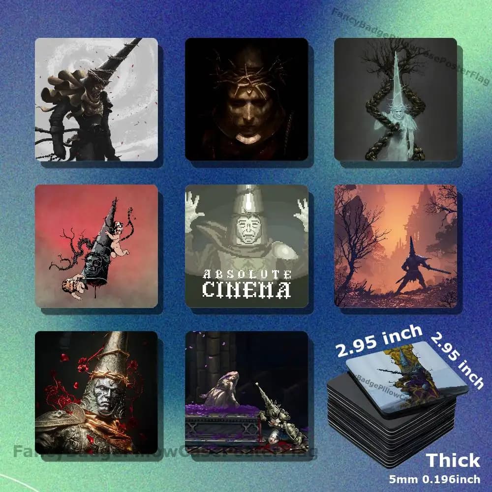 B-Blasphemous 2 Acrylic Refrigerator Magnets Square Tiles with Magnetic Sheets for Home Decoration