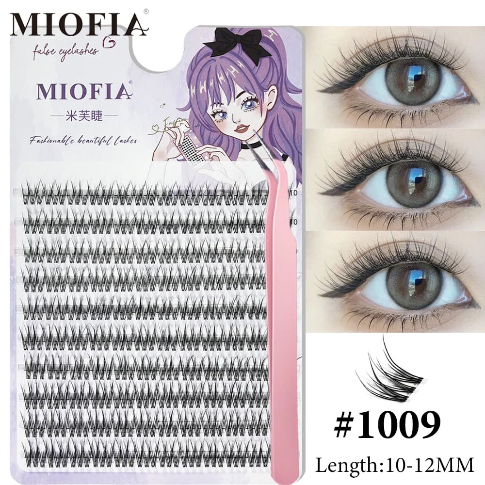 Kit di Ciglia a Ciuffi MIOFIA, Ciglia Naturali Stile Manga, Extension Ciglia Individuali Leggere e Morbide per Trucco
