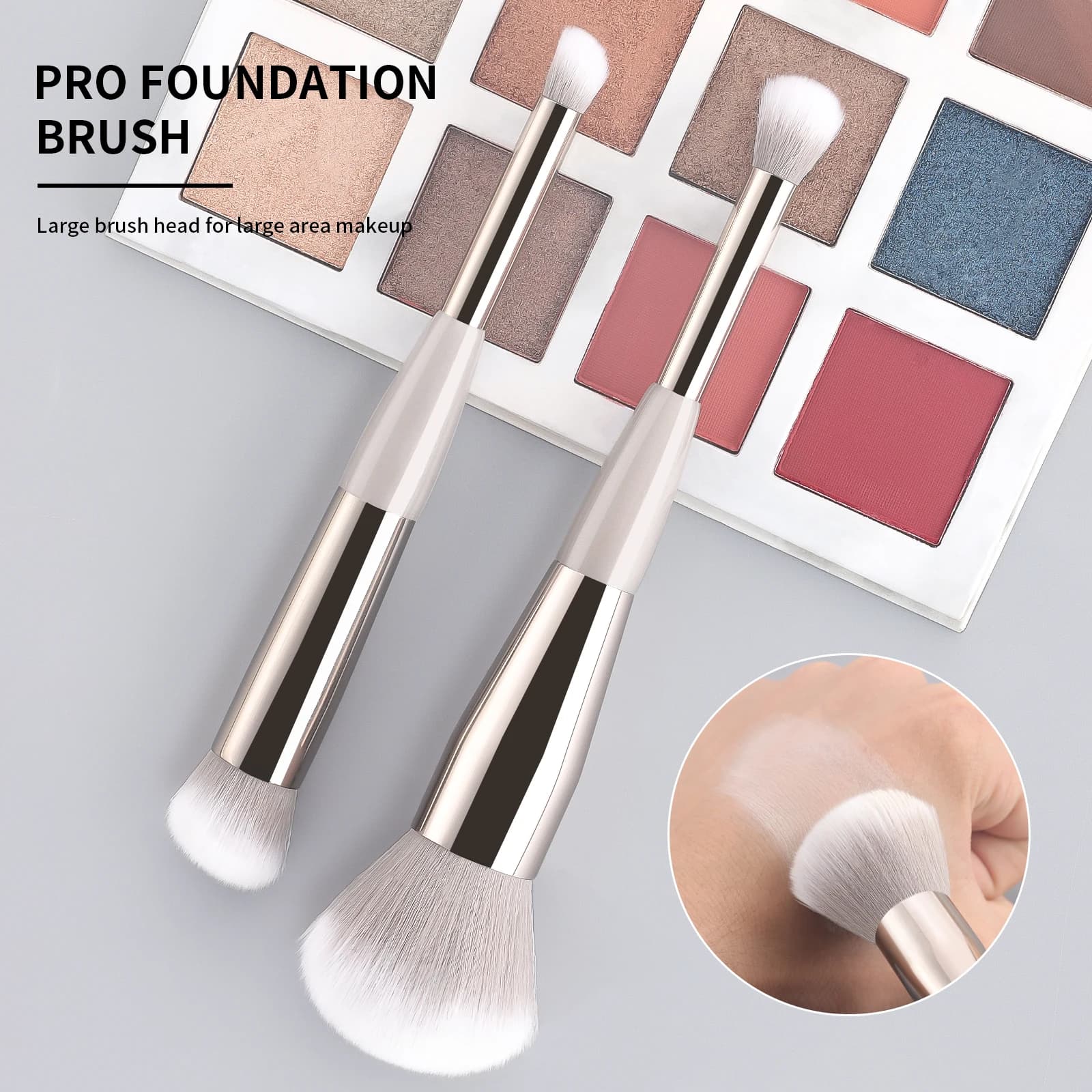 2 pezzi viso doppia testa trucco impostazione fondotinta contorno viso pennello per contorno polvere fard in polvere ad alta lucentezza mini portatile Mak