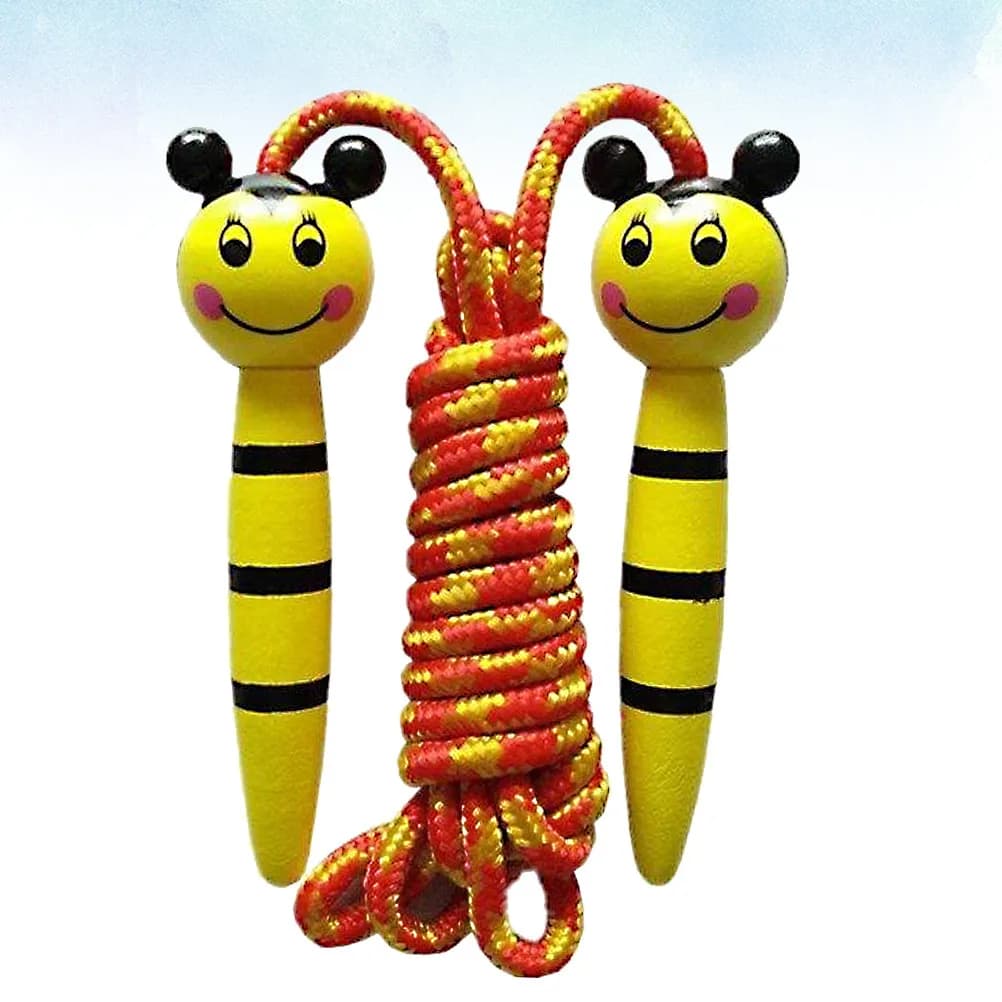 Adjustable Kids Jump Rope for Indoor Outdoor Fitness Training Cartoon Animal Design Skipping Rope for School Students Bee Theme