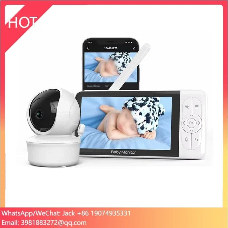Telecamera per il sonno del bambino con visione notturna ad alta risoluzione da 5 pollici 1080P Monitoraggio bidirezionale Wifi Baby con app