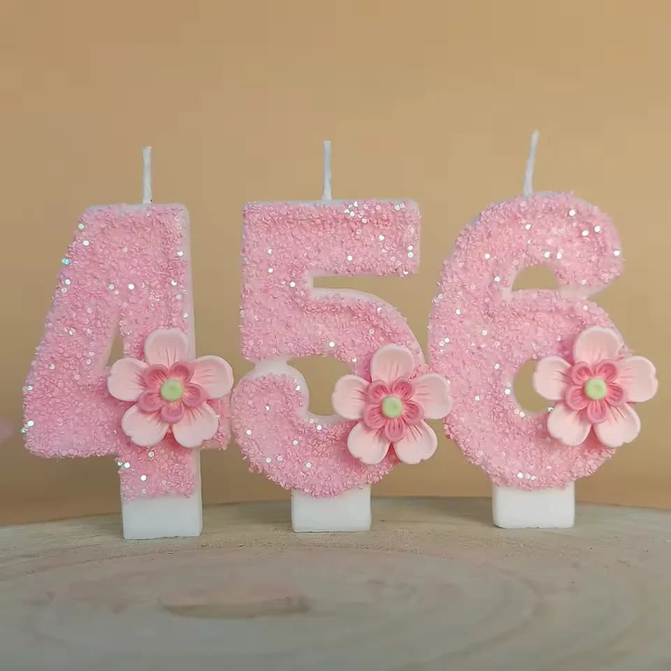 New 0-9 Number Birthday Candles original Starlight Pink Little Flower birthday cake digital party candle decoration