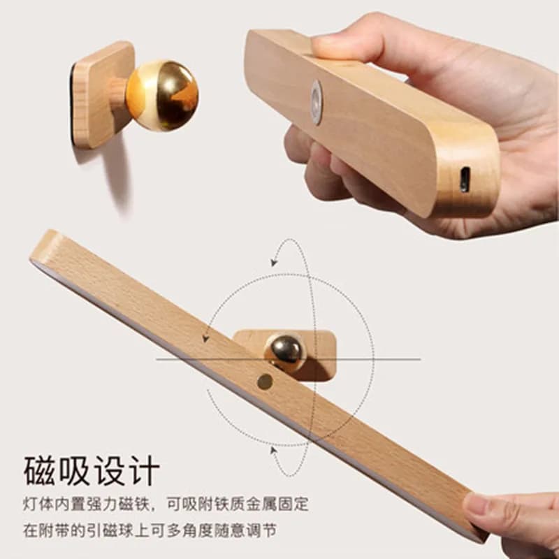 Lampade frontali a specchio in legno USB portatile magnetico per interni luce notturna a led lampada da parete per corridoio senza fili luci di riempimento per specchio per trucco calde