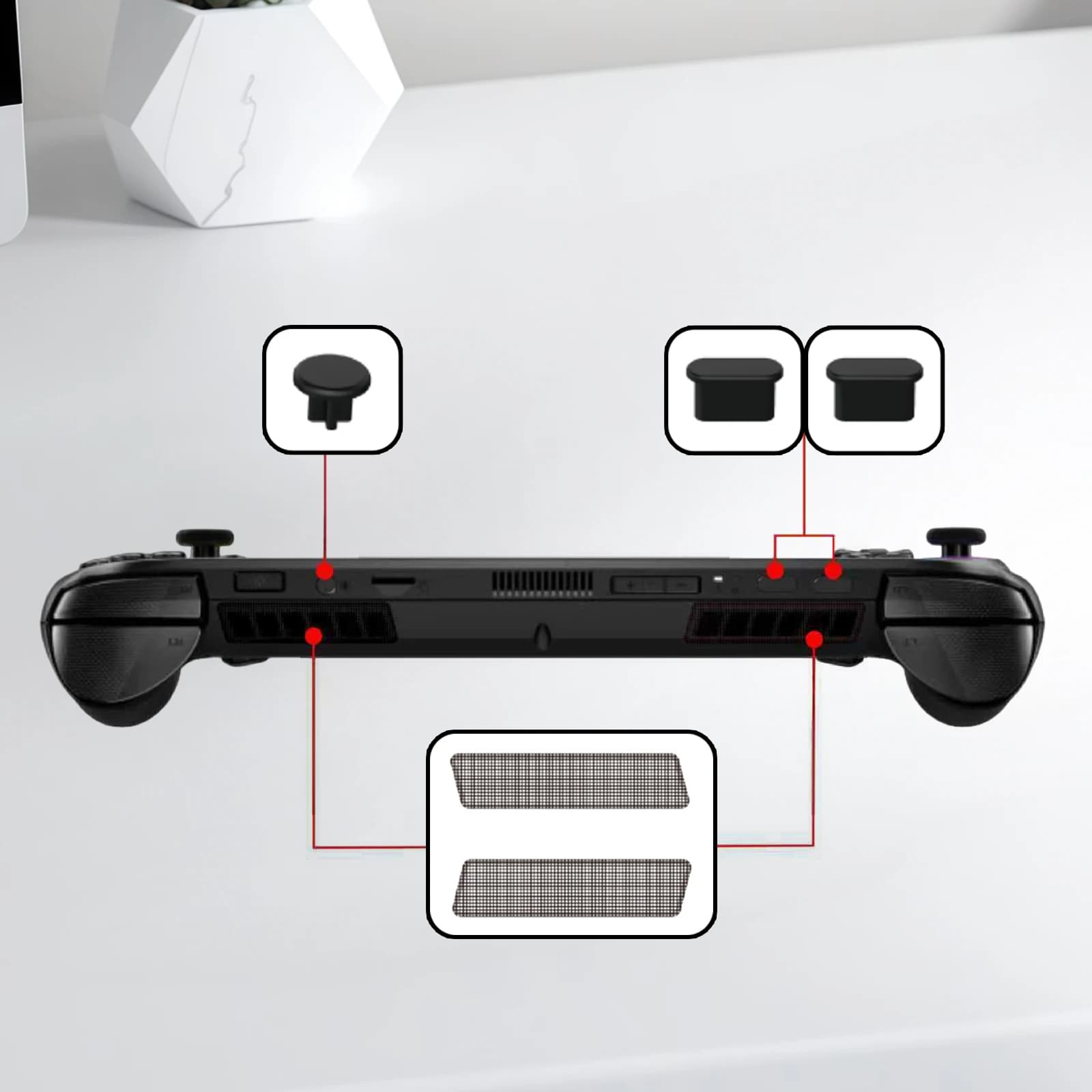 Dust Plug Protection Kit with Panel Sticker & Silicone Joystick Caps Console Full Protection Kit for ROG Xbox Ally/X Accessories