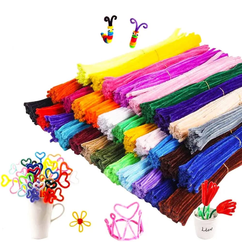100 pezzi di peluche flessibile colorato steli di ciniglia detergenti per tubi per bambini fatti a mano fai da te giocattoli educativi creativi forniture artigianali