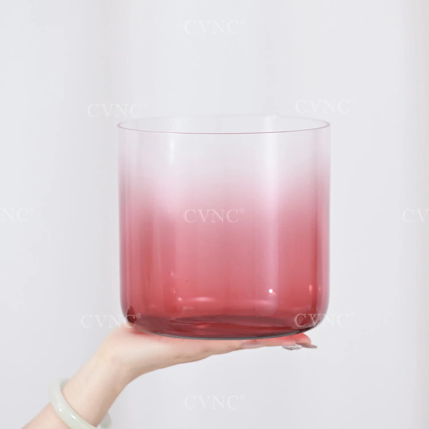 CVNC 6"/7" C Note Aria Vermilio Half Colored Alchemy Clear Quartz Crystal Singing Bowl for Sound Healing with Mallet