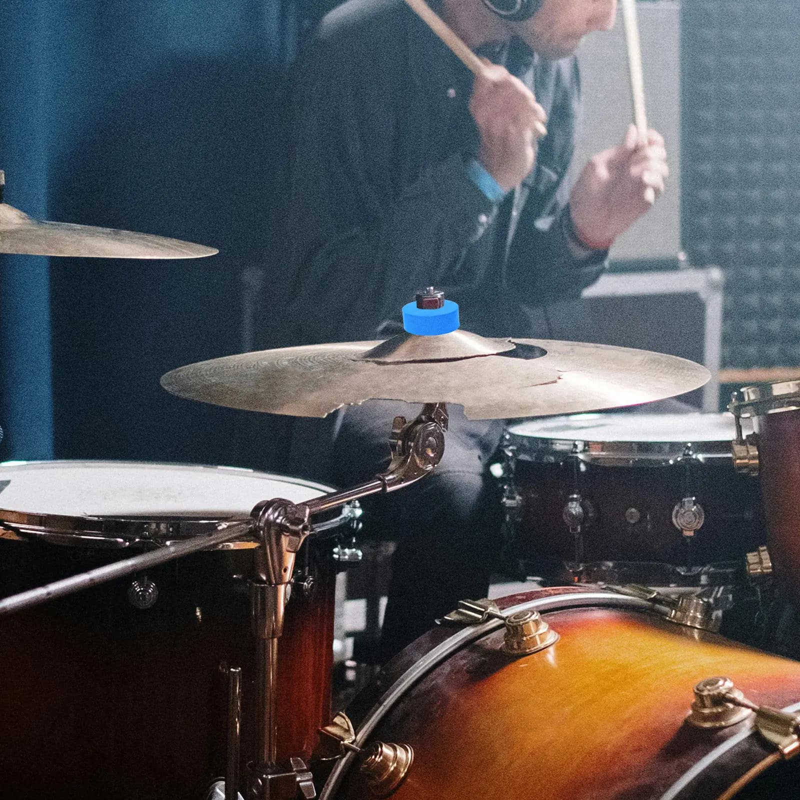 12 pezzi di feltro per piatti musicali, spessore 40 mm, blu, robusti accessori per batteria, antivibrazioni, riduzione del rumore per performance dal vivo, doppio strato