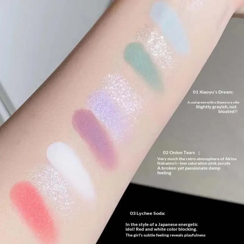 Palette Ombretti Cappuvini 3 Colori Viola Verde Rosso Glitter Opaco Naturale Illuminante Polvere Ombretto Lunga Durata