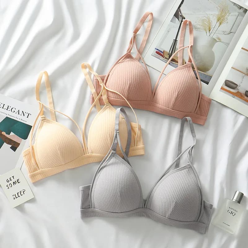 Reggiseno a triangolo a costine da donna, sexy, con schiena scoperta, imbottitura leggera, confortevole e traspirante, per uso quotidiano