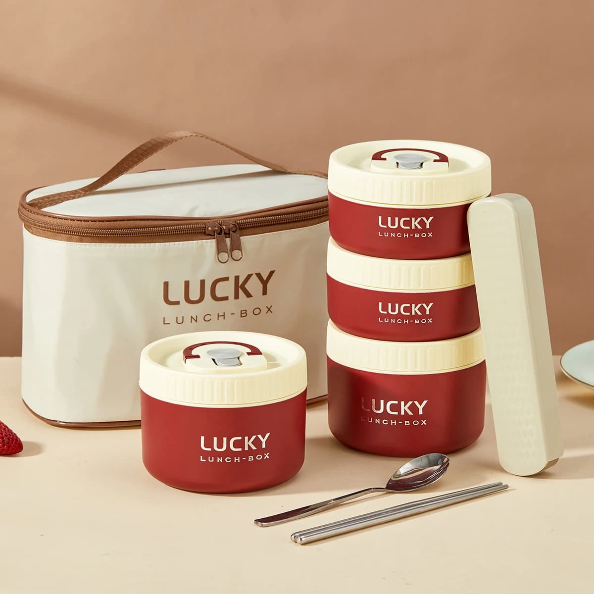 Contenitore Termico per Pranzo in Acciaio Inox 304 a Prova di Perdite, Portatile per Bambini e Studenti, per Frutta e Insalata, con Manico, Adatto al Microonde