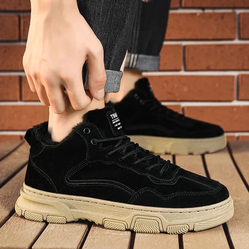 2024 nuovi stivali invernali da uomo scarpe da neve in peluche stivaletti da uomo scarpe calde con suola spessa stivali da trekking Casual alti in Denim