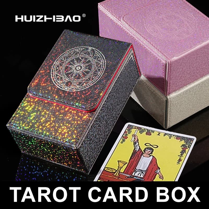 Custodia per carte dei tarocchi color perla in pelle PU con chiusura con coperchio magnetico; Si adatta al mazzo di carte dei tarocchi standard per la maggior parte delle dimensioni standard