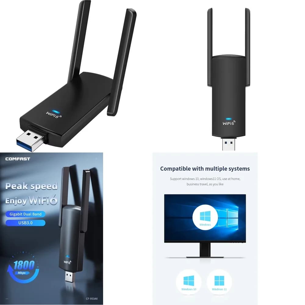 Adattatore WiFi USB AX1800 WiFi 6 per Laptop e PC Desktop con Chipset RTL8832CU, Dual Band 2.4GHz 5GHz, Rete Wireless Esterna