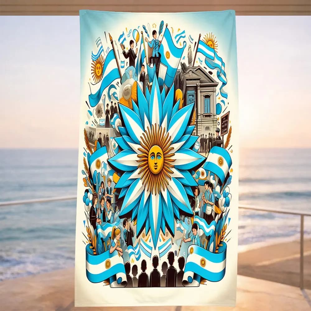 Tappetino da Spiaggia Trendy con Bandiera Argentina Blu e Bianca, Asciugamano Portatile per Fitness, Nuoto, Viaggi, Sport, Mare