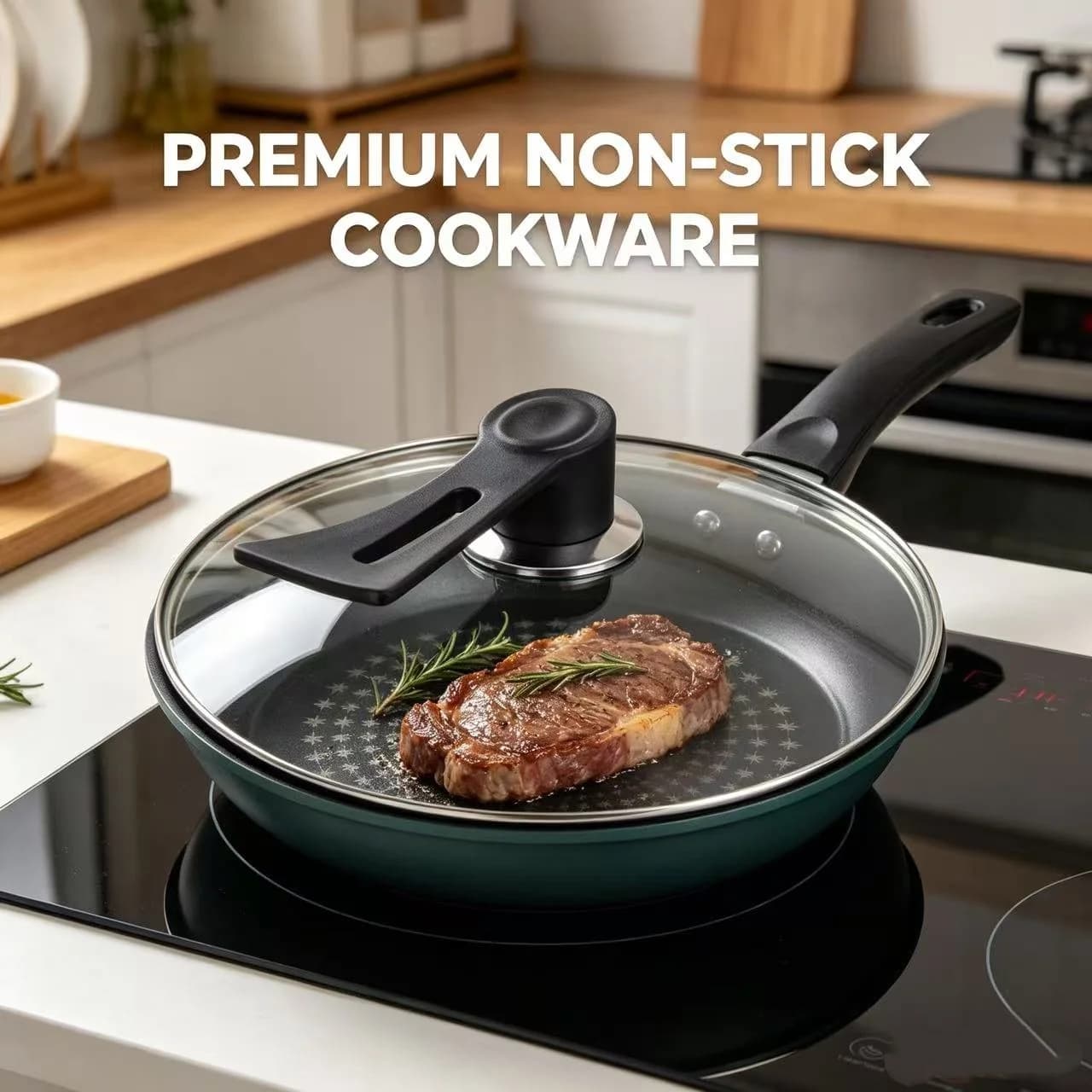 Home Use Granite Non-Stick Frying Pan Suitable for Steaks Eggs Pancakes All Stove Tops Compatible with Induction And Gas Cooktops