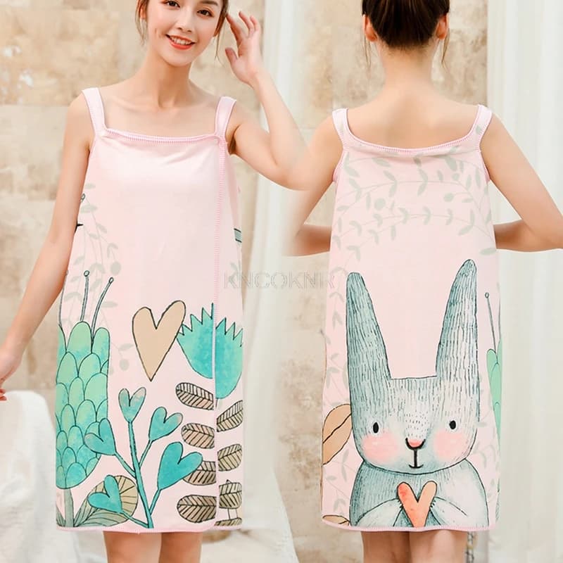 1 pz gonna da bagno ad asciugatura rapida indumenti da notte in microfibra modello cartone animato telo mare abiti da donna abito asciugamano fionda