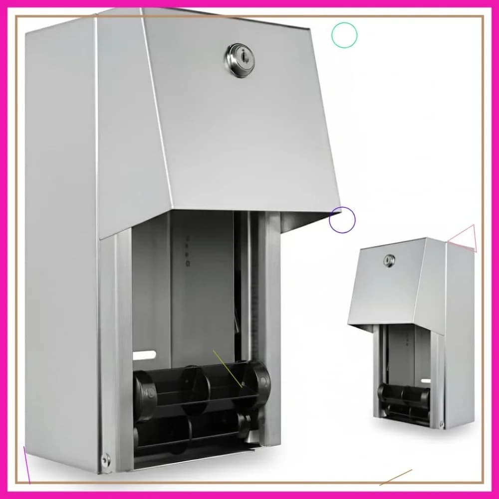 Dispenser di Carta Igienica Commerciale in Acciaio Inox 304 - Portarotolo Doppio, Robusto Supporto a Muro con Serratura per Bagni