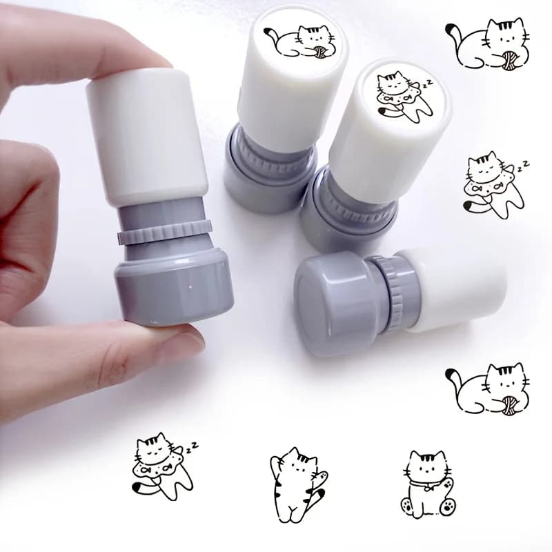 4pcs Cute Cat Stamp Set - Fun Cartoon Cat Design Stamps for Crafts and Scrapbooking Decorations
