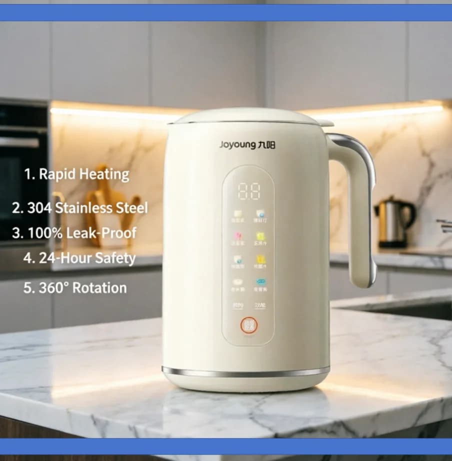Macchina per latte di soia Joyoung 220V, frullatore automatico da 1L, schermo touch IMD, 8 funzioni, timer da 3-12 ore, per frullati e zuppe LYH