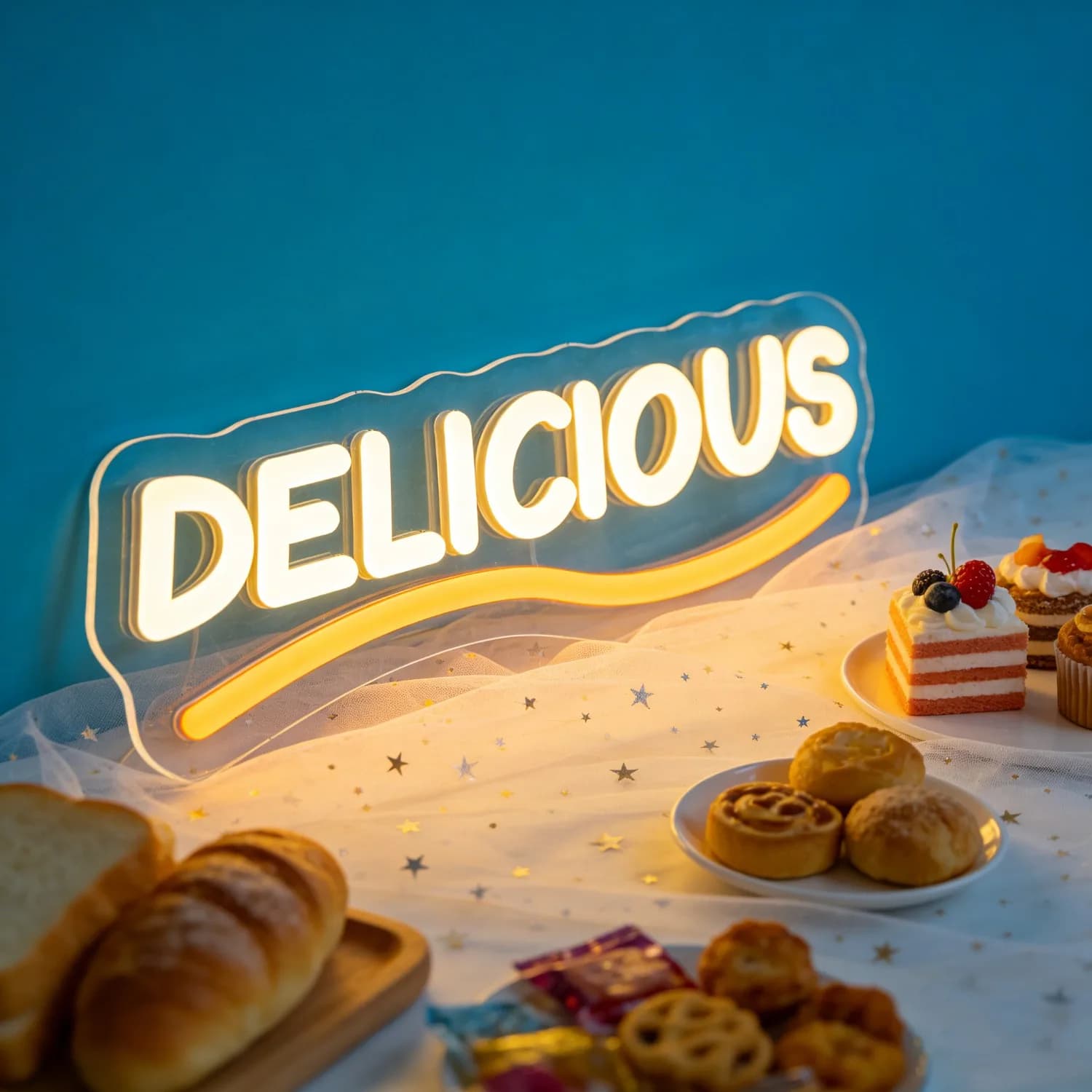 Insegna al Neon DELICIOUS, Luce LED Neon Dimmerabile USB, Alimentata via USB per Ristoranti, Caffè, Diner, Decorazione Murale per Cucina, Insegna per Negozi di Alimentari