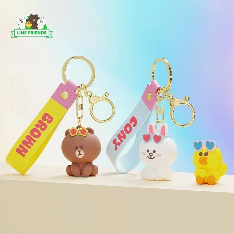 LINE FRIENDS Brown Cony, simpatico portachiavi in peluche a forma di cartone animato, kawaii, per ragazzi e ragazze, coppie, ciondolo per zaino, regalo, all'ingrosso