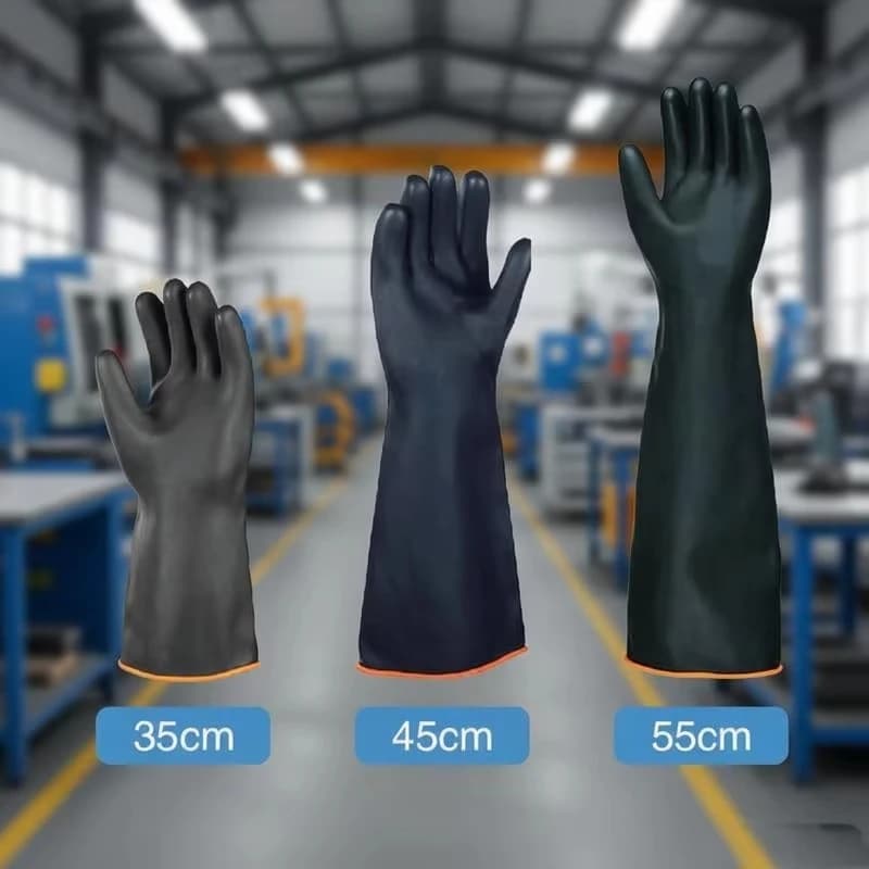 Guanti in lattice impermeabili resistenti agli agenti chimici, agli acidi e agli oli, per uso domestico, industriale e di sicurezza sul lavoro, da 35-55 cm.