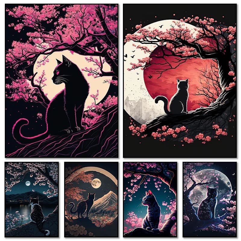 Poster Paesaggistici Giapponesi: Monte Fuji, Sakura, Animali, Quadri Diamantati, Pop Art per Camerette e Arredamento Casa