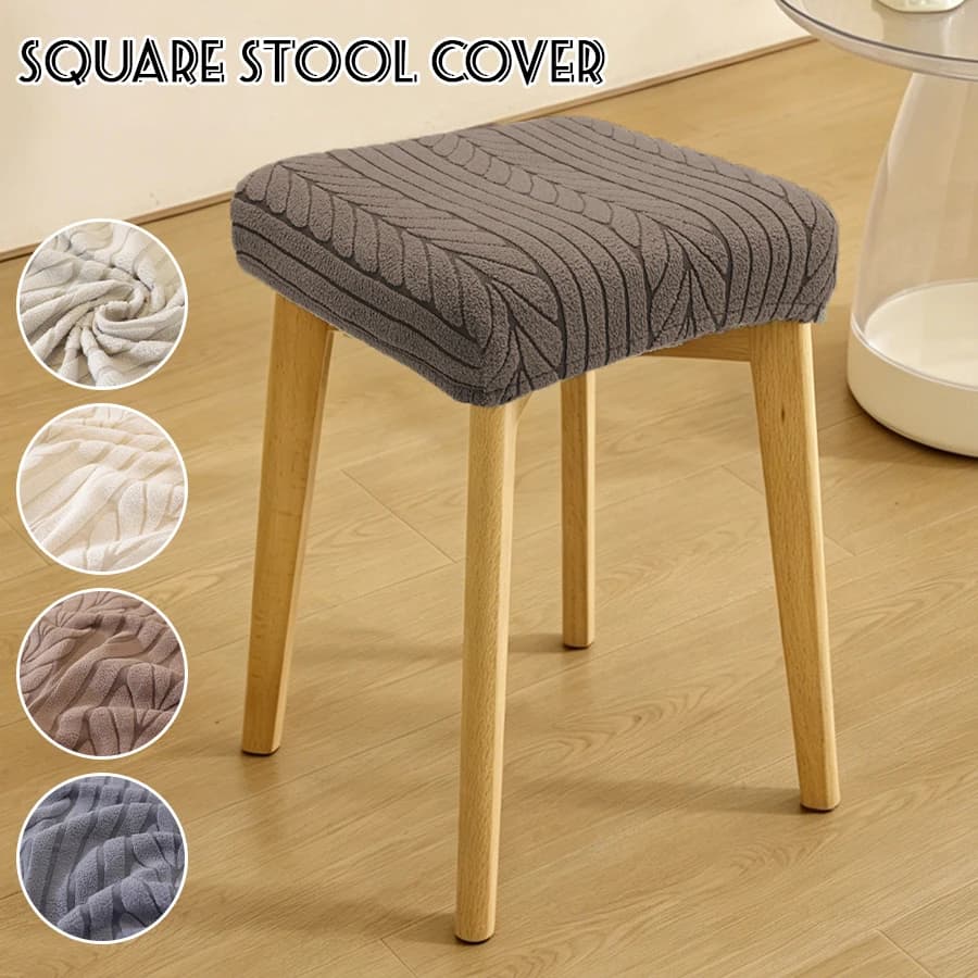 Coprisedia Quadrato Elastico Jacquard Antimacchia, Rivestimento Lavabile in Tinta Unita per Sgabello e Sedia, per Soggiorno e Casa