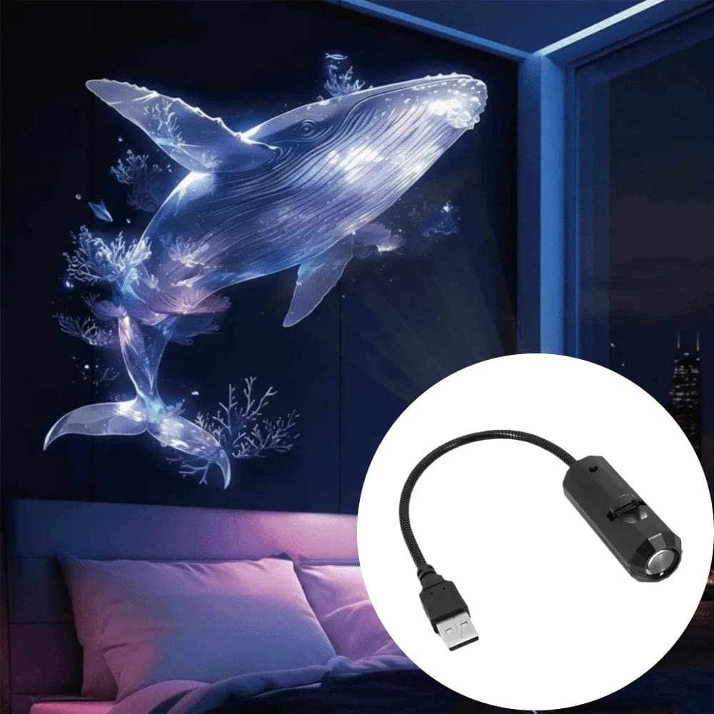 Proiettore USB a Tema Oceano, Luce Notturna con 8 Fogli di Lampade Sostituibili, Mini Lampada Portatile con Farfalle e Cielo Stellato, Tema Galassia