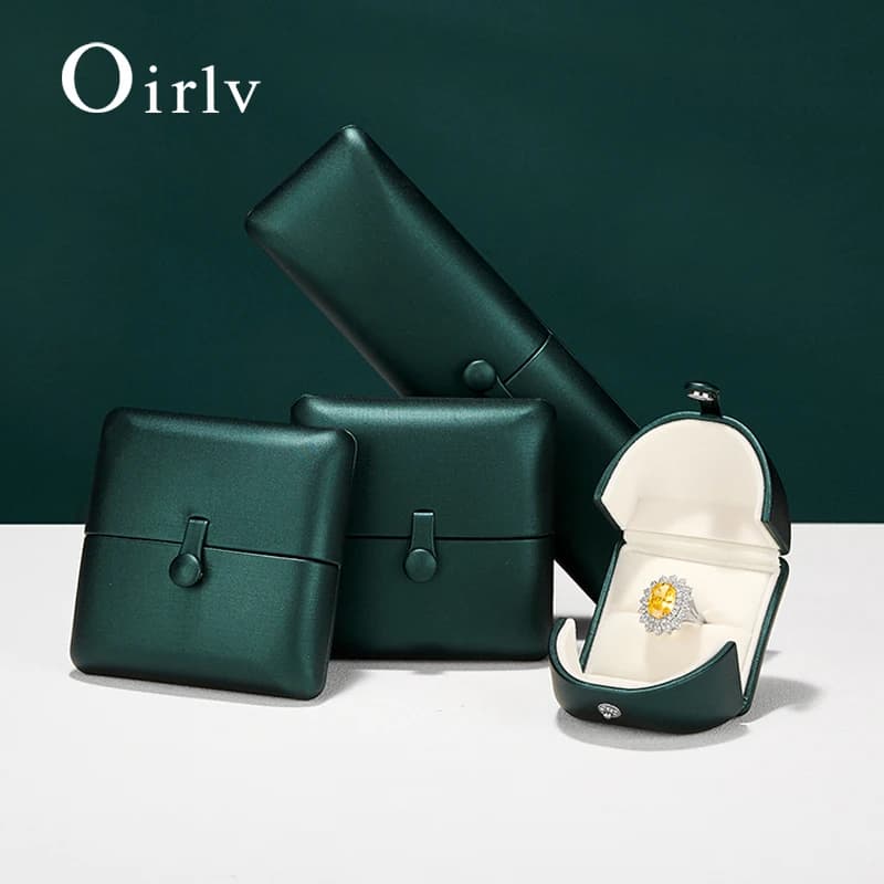 Oirlv Scatola Verde per Gioielli, Cofanetto Regalo in Pelle Premium per Anelli, Proposte di Matrimonio, Collane, Ciondoli, Bracciali, Confezione per Gioielli