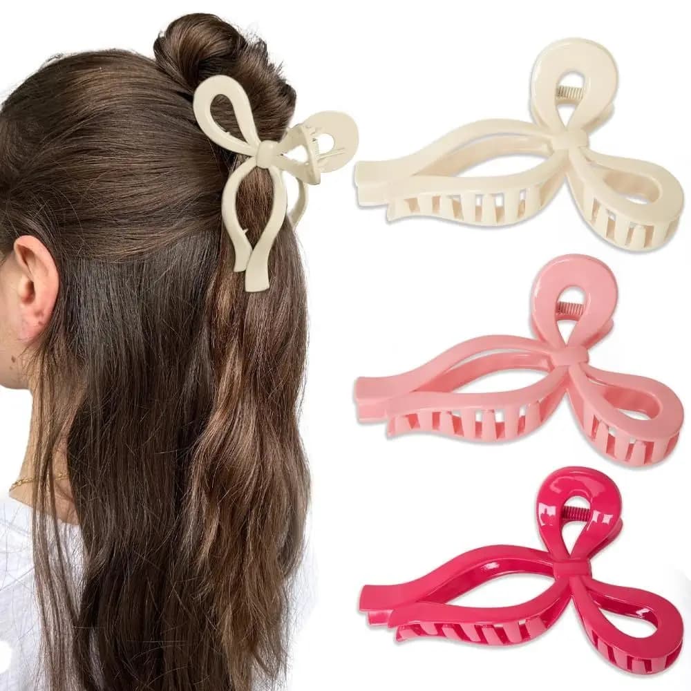 Fashionable shark claw clips accessory for hair with strong grip pink ribbon claw clip for fashionable big hair for thick hair