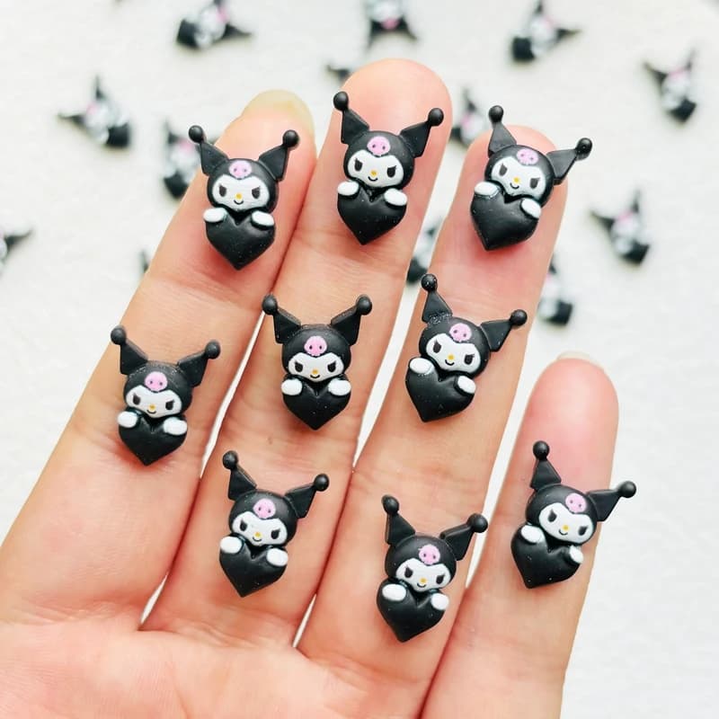 20 Pcs Cute Cartoon Animal Peach Heart Resin Figurine Crafts Cabochon Ornament Jewelry Manicure Hairpin Making Accessories A81