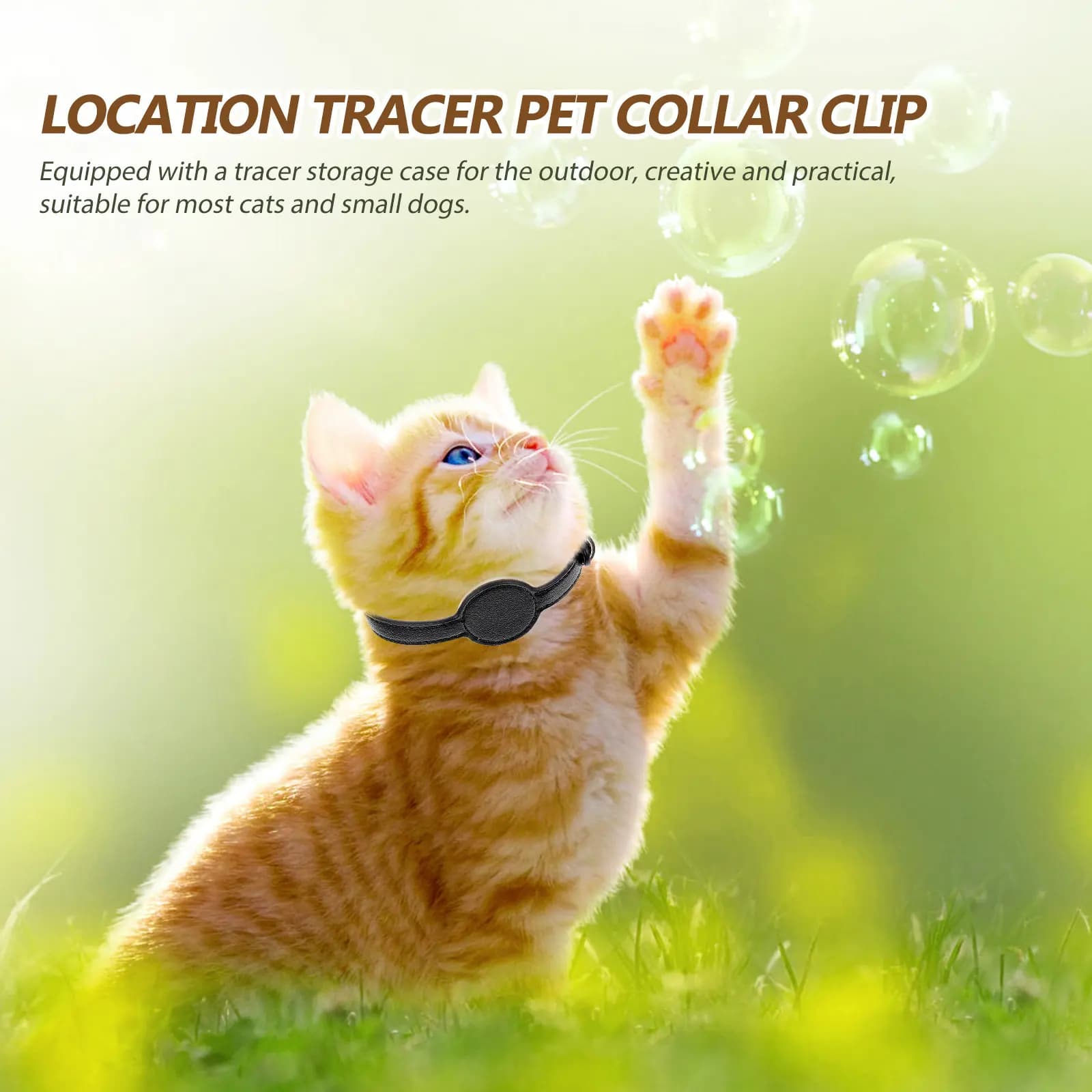 Collare Tracciatore per Animali Domestici Regolabile in PU, Collare di Sicurezza Leggero e Portatile per Gatti e Cani, con Custodia per Tracciatore per Esterni