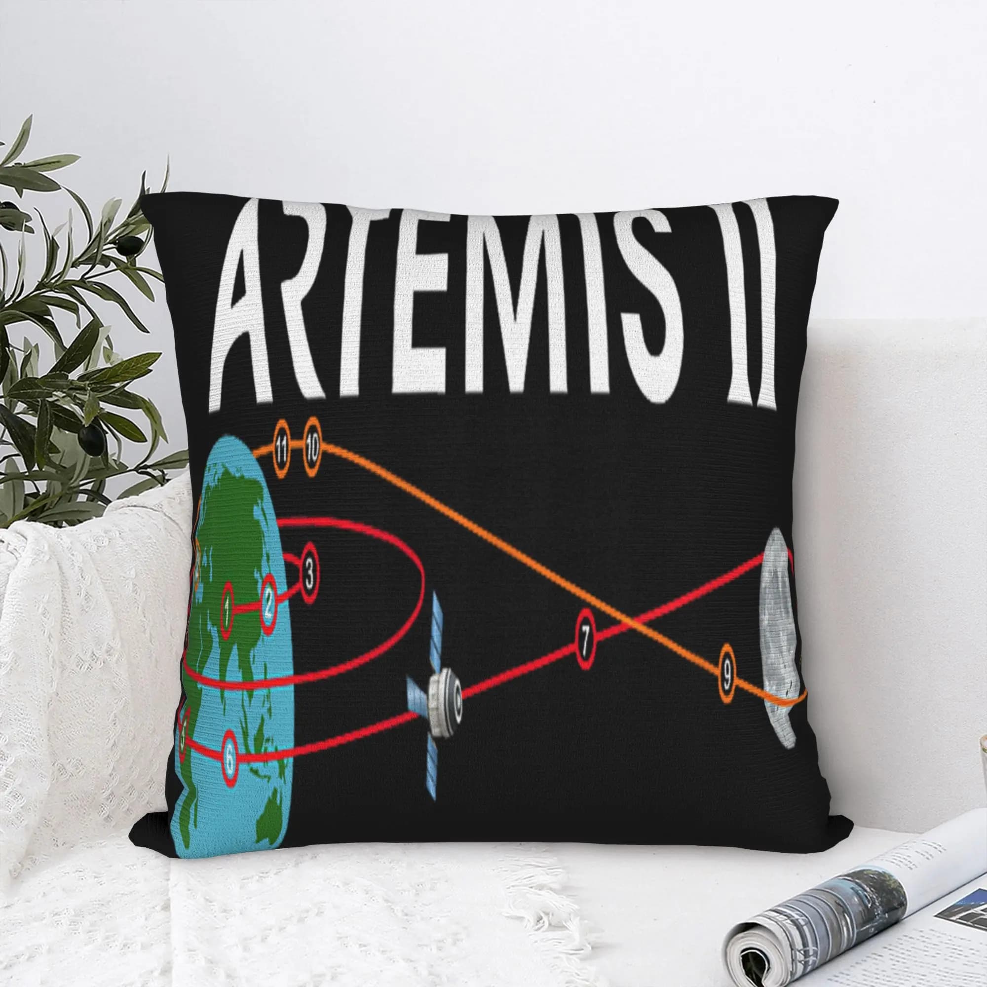 Artemis 2 Route Map SLS Rocket Launch Mission To The Moon Pillow Case Soft Pillow Cover Pillowcases For Chair Sofa Home Decor