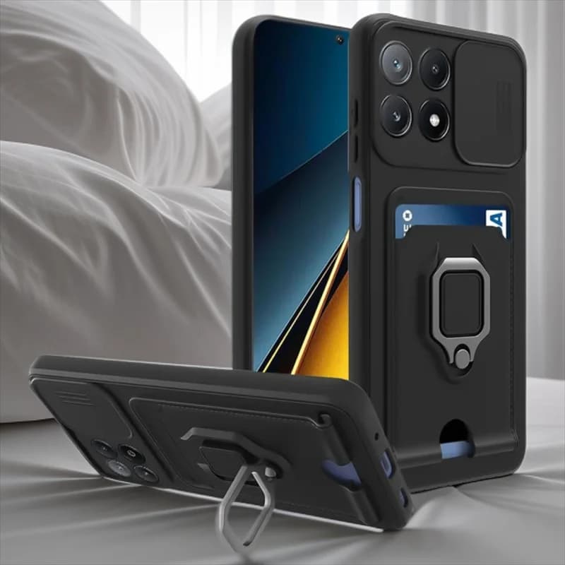 Custodia per finestra di spinta per fotocamera di lusso per Poco X6 Pro 5G X5 X4 GT X3 NFC Coque per Poco M6 Pro M5 M4 C65 Slot per scheda Cover magnetica per telefono